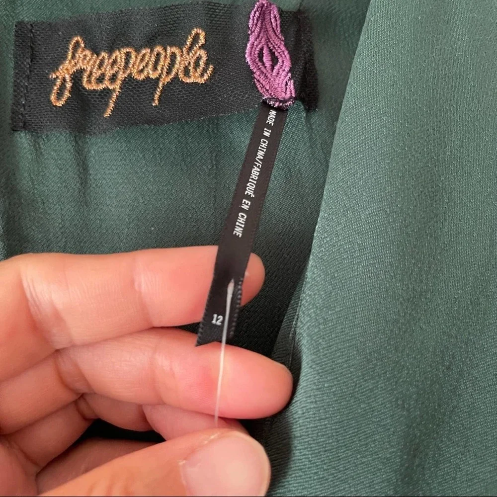 Free People Emerald Green Satin Jumpsuit